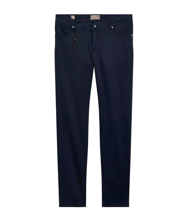 Front product view of Marco Pescarolo Neranom Cotton Five-Pocket Trouser in Navy