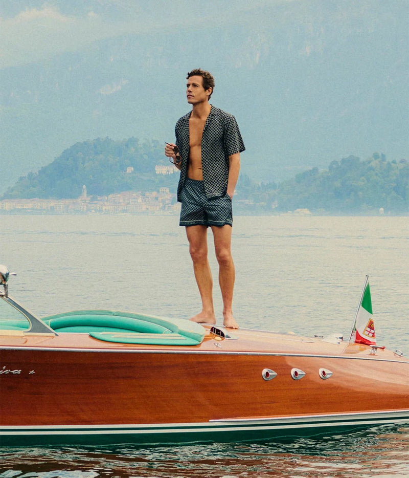 Bulldog Printed Swim Shorts in Lario Green