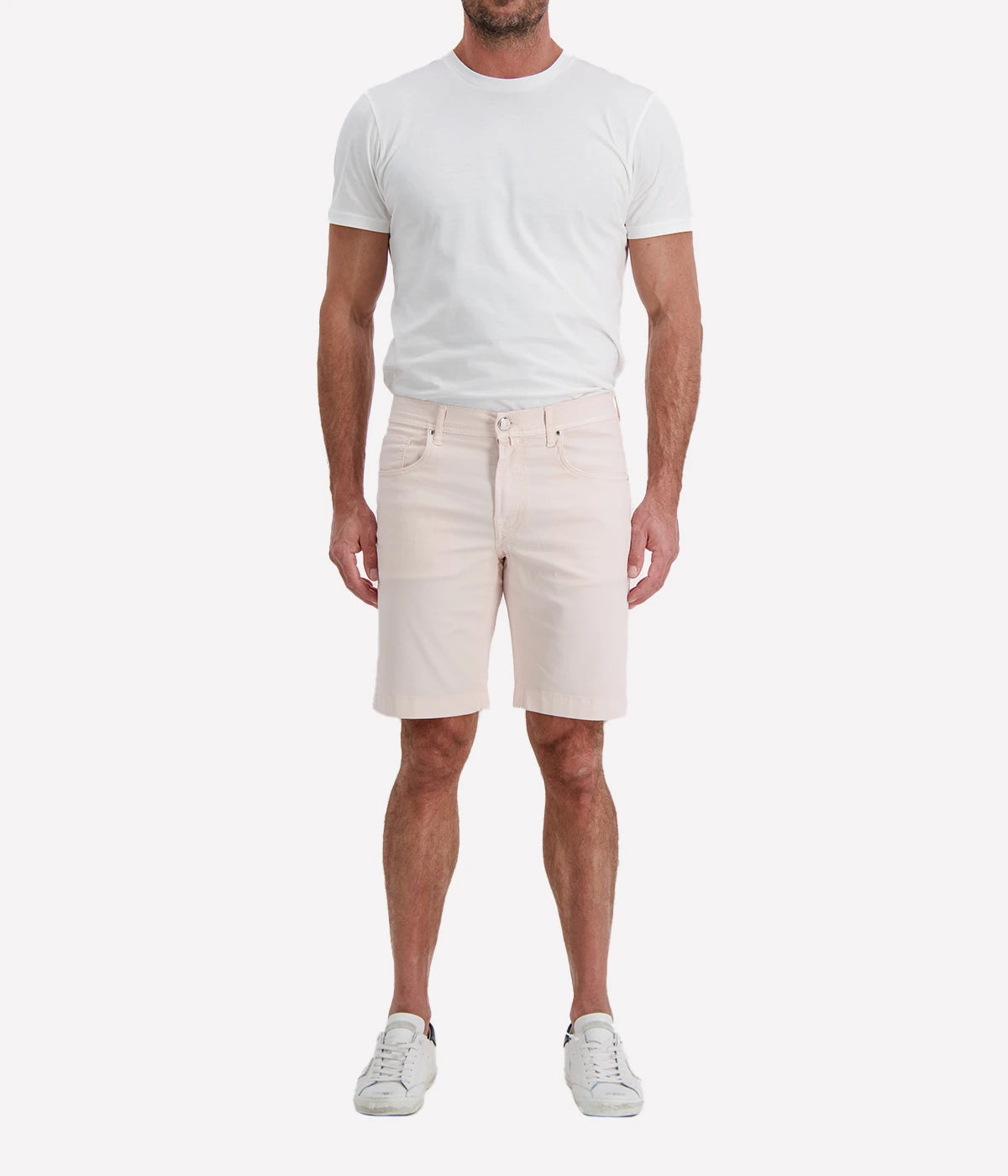 Jacob Cohën Nicolas Bermuda 5 PKT Slim Fit in L73 Pink Leather Patch – Front View Tailored Bermuda Shorts
