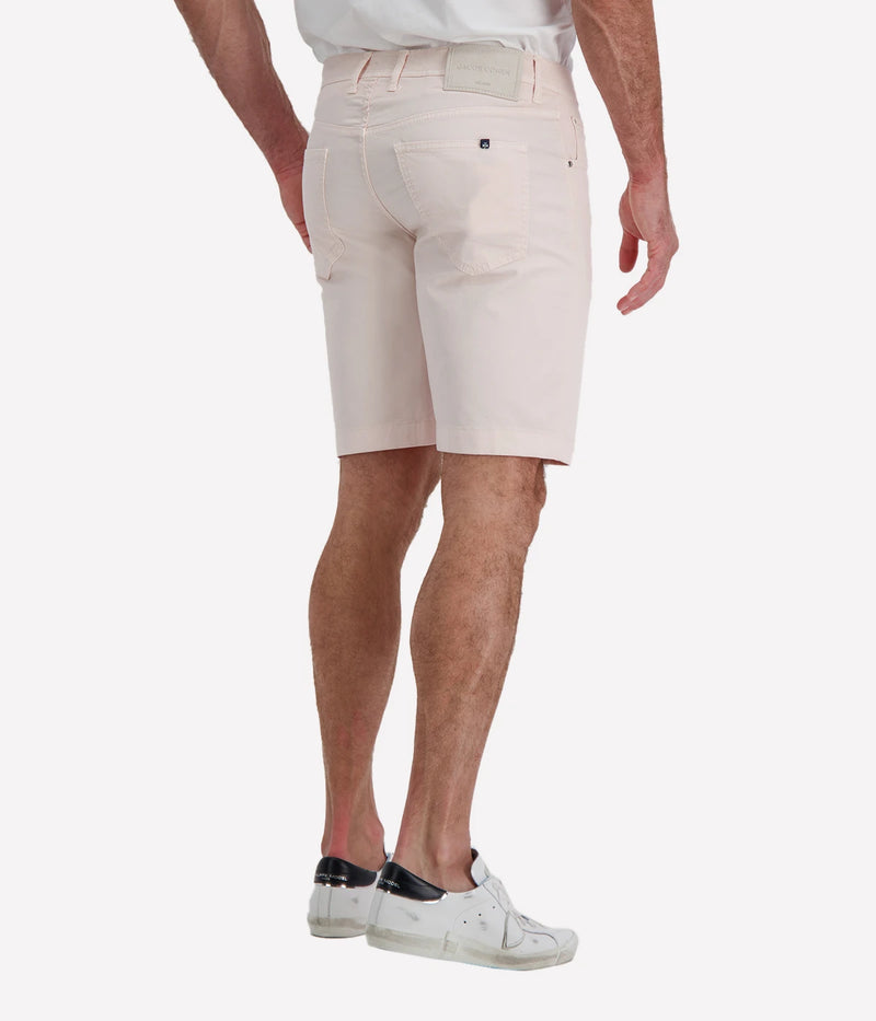 Jacob Cohën Nicolas Bermuda 5 PKT Slim Fit in L73 Pink Leather Patch – Closeup Back View Tailored Bermuda Shorts