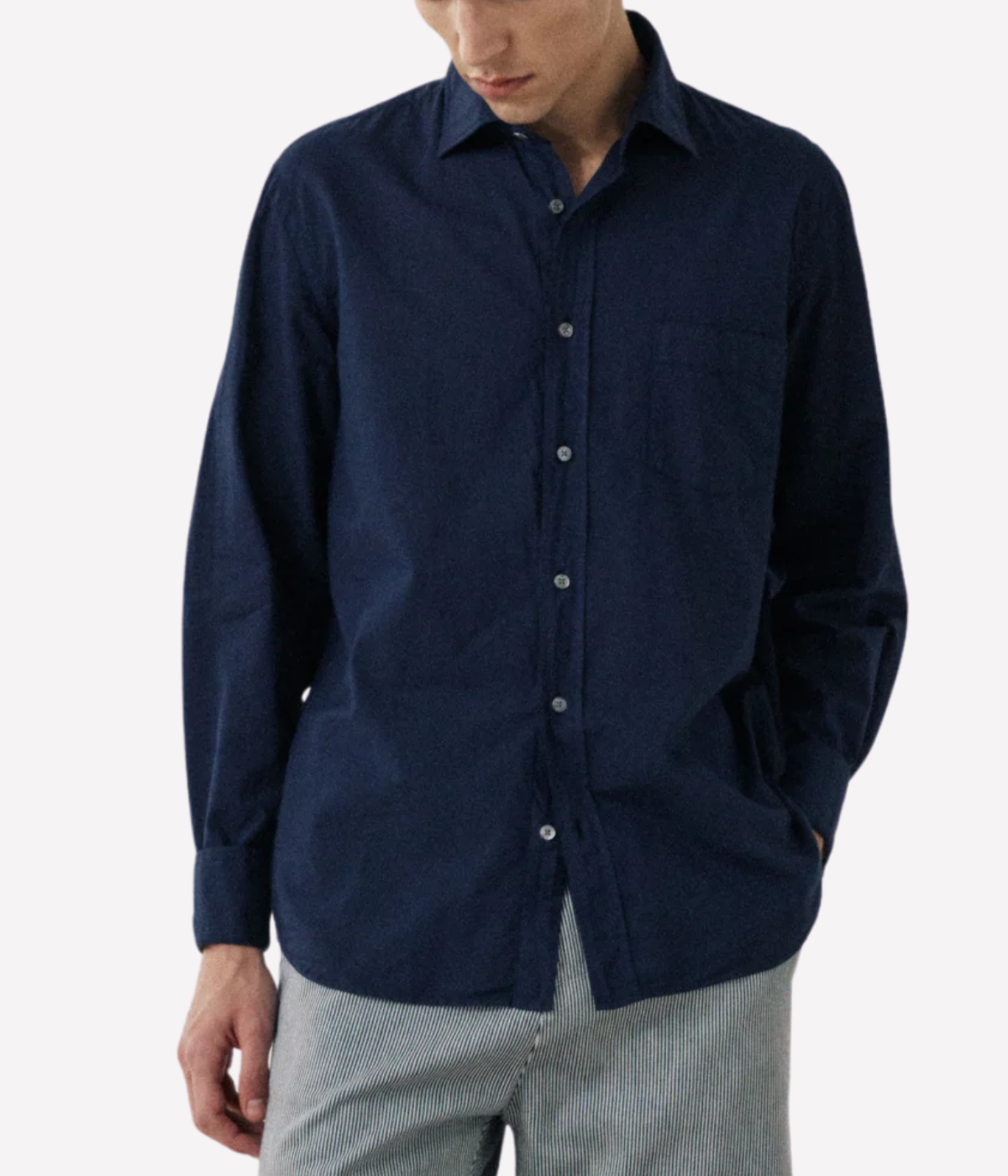 Men Woven Shirt in Navy Blue