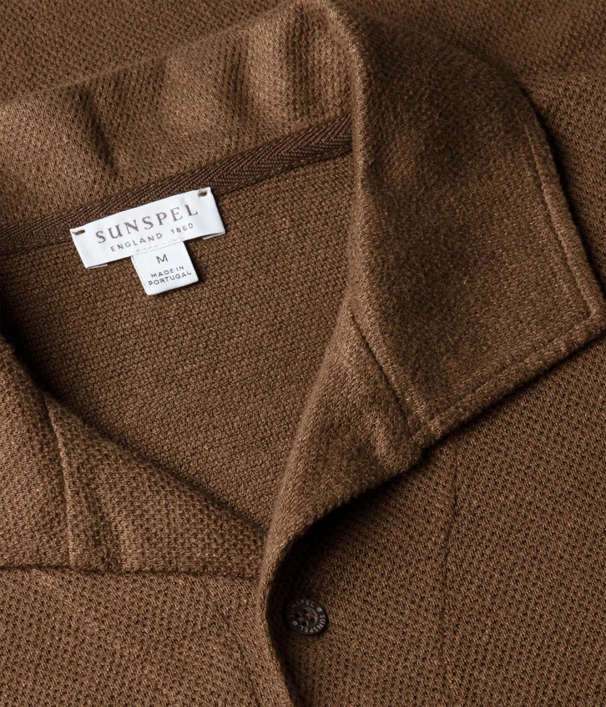 Linen Pique Polo Shirt In Dark Walnut
