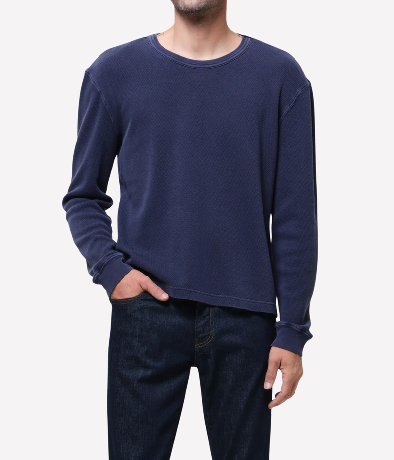 Waffle Crewneck in Vintage Navy