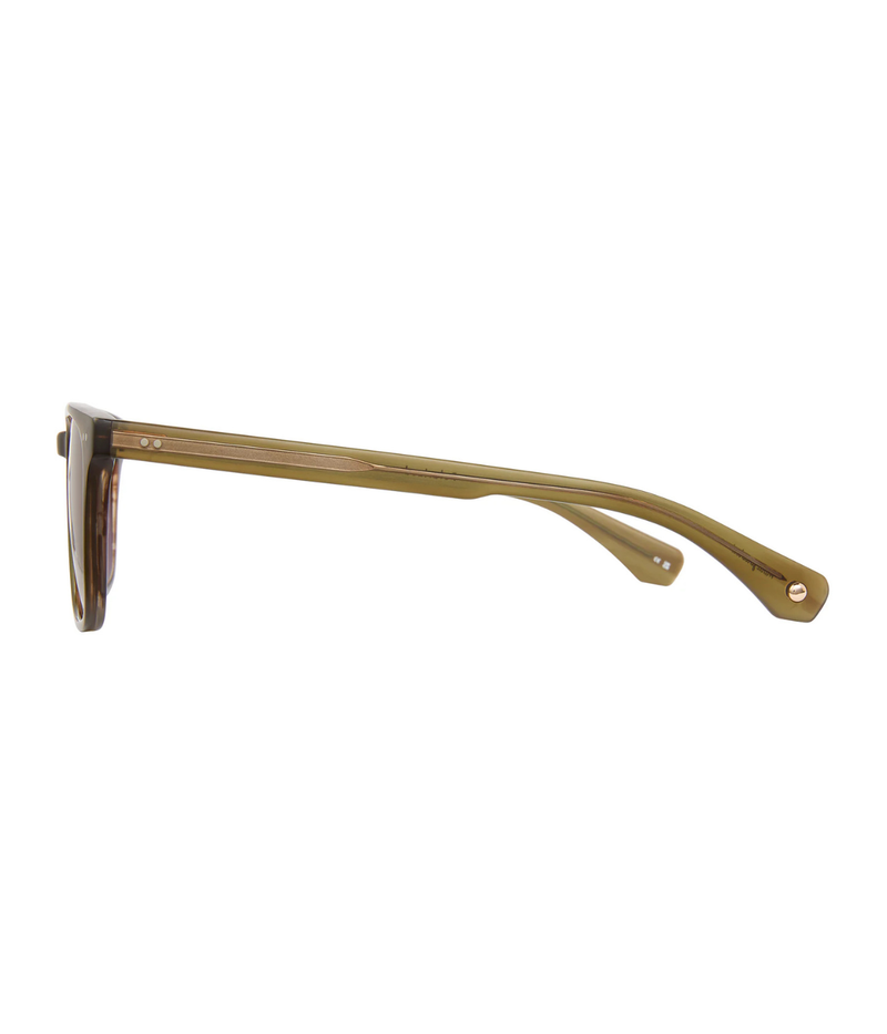 Earvin Sun 53 in Matte Olive Tortoise - Sunglass Arm Shot