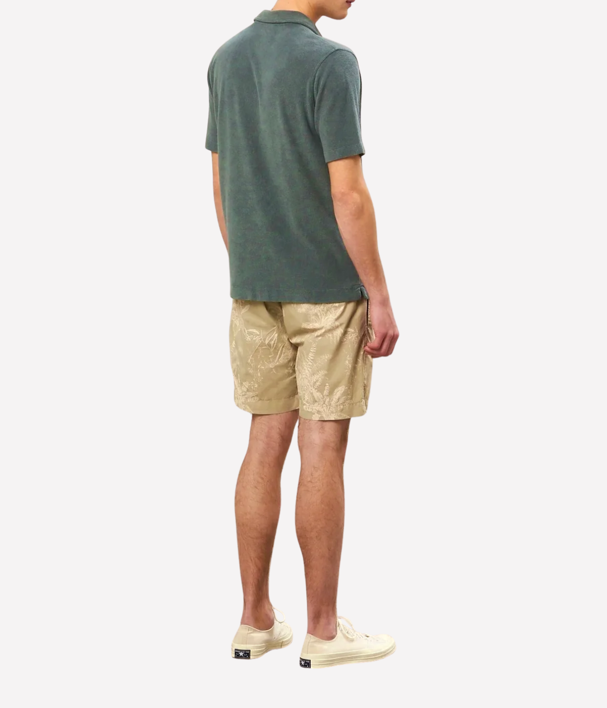 Men Knitted Bouclette Polo in Army