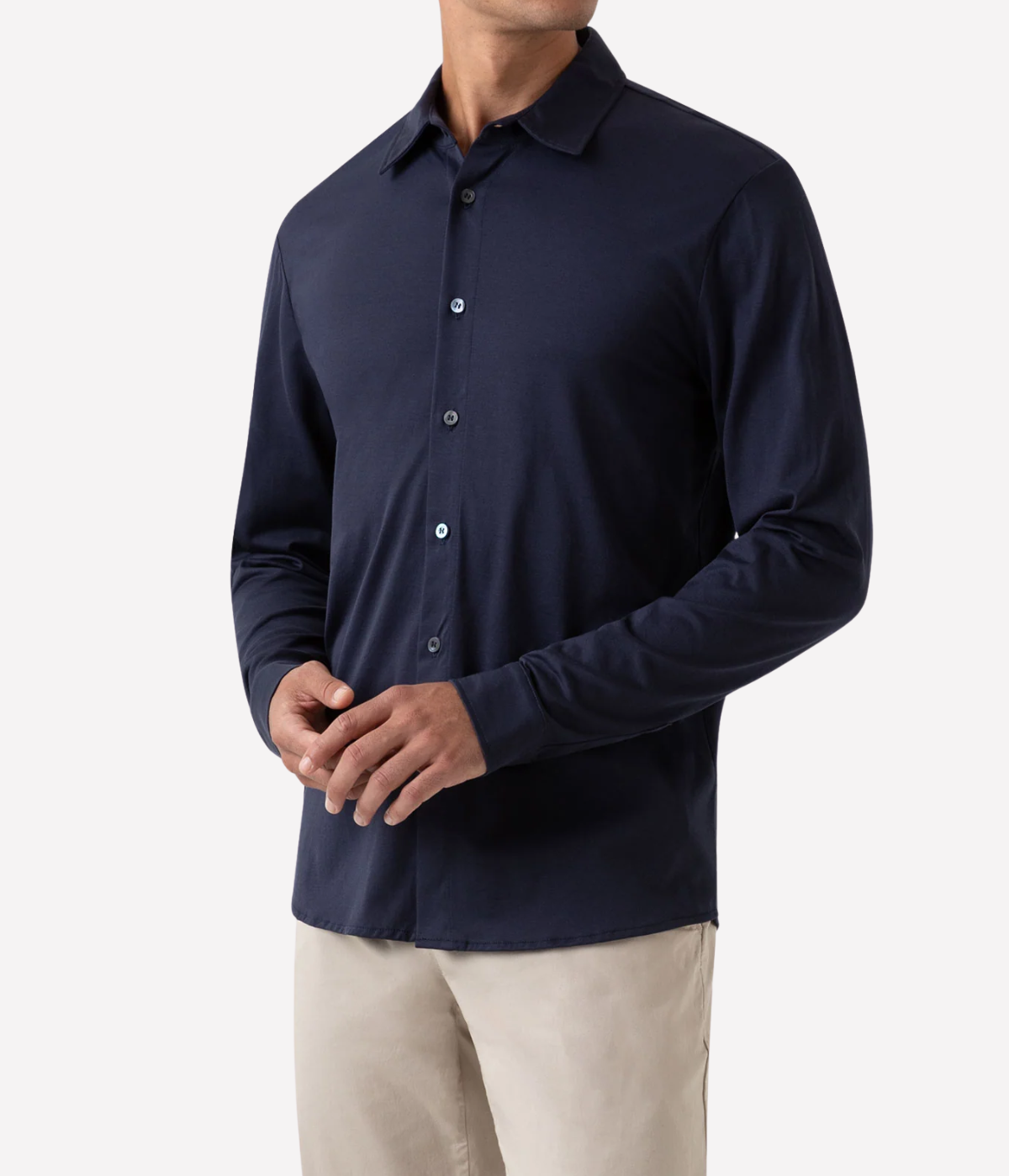 Long Sleeve Jersey Shirt In Navy