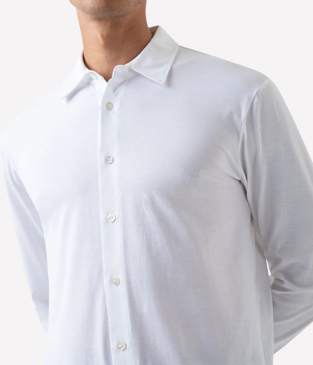 Long Sleeve Jersey Shirt In White