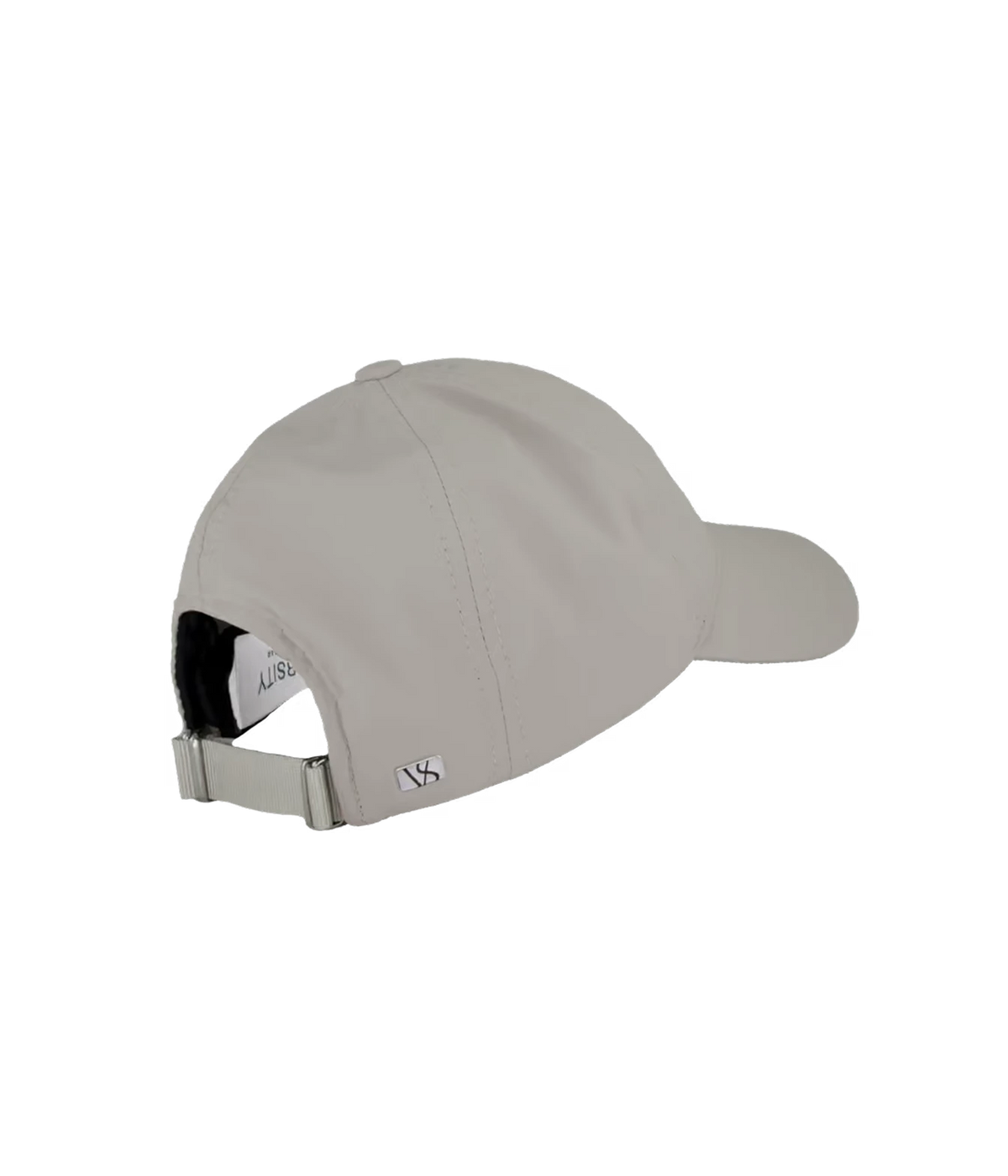 Back view of Varsity Headwear Active Tech Legacy Structured Cap in Beige showing the adjustable nylon strap