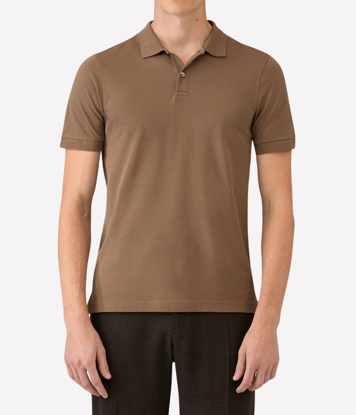 Pique Polo Shirt In Dark Cedar