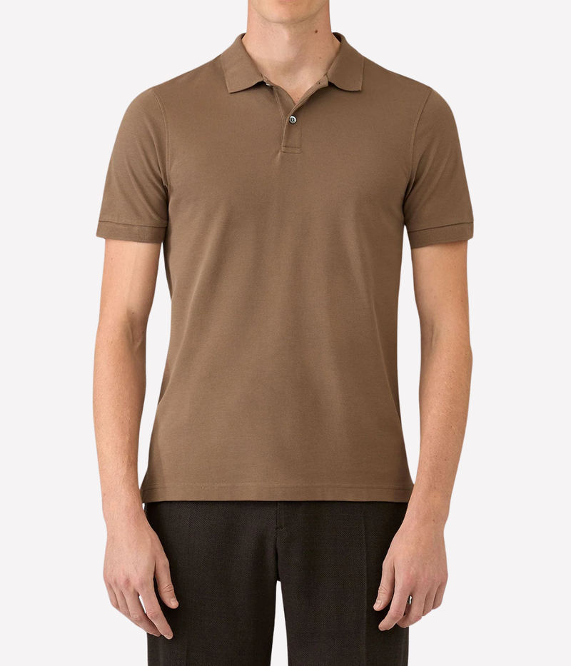 Pique Polo Shirt In Dark Cedar