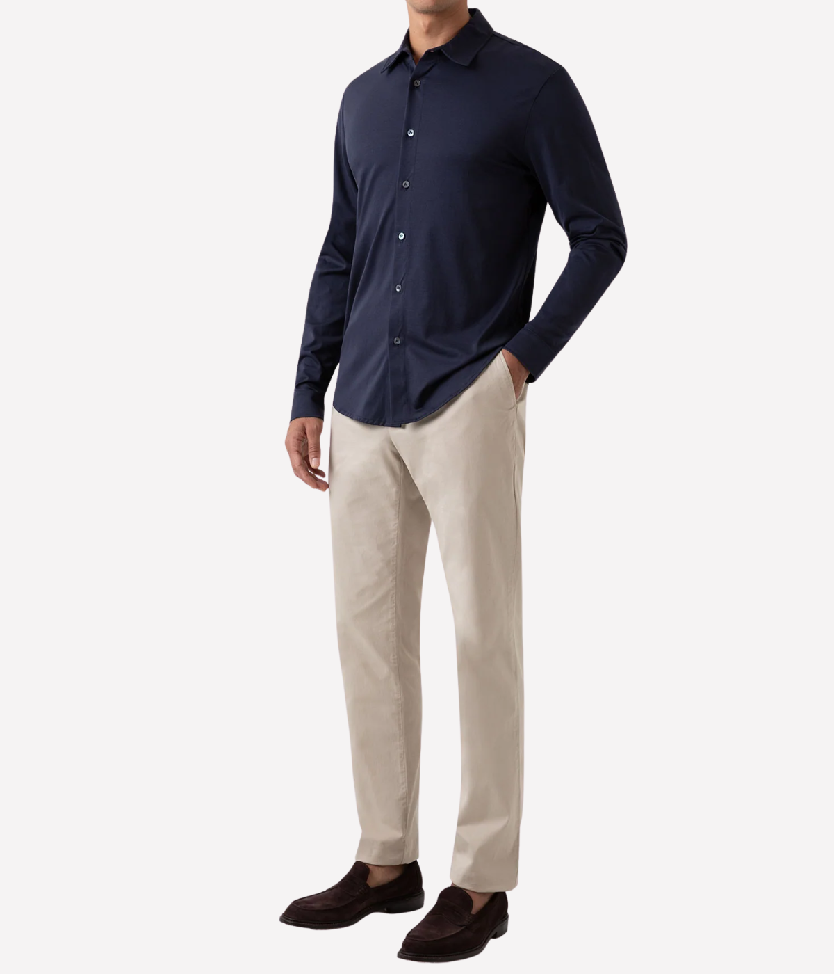 Long Sleeve Jersey Shirt In Navy