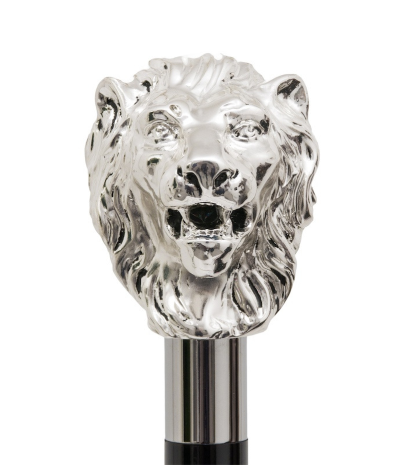 Pasotti Silver Lion Folding Umbrella - Silver Lion Closeup Shot