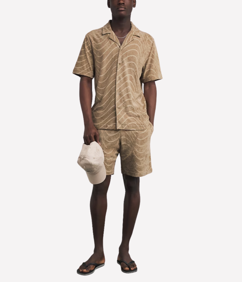 Augusto Cotton Blend Jacquard Short in Khaki