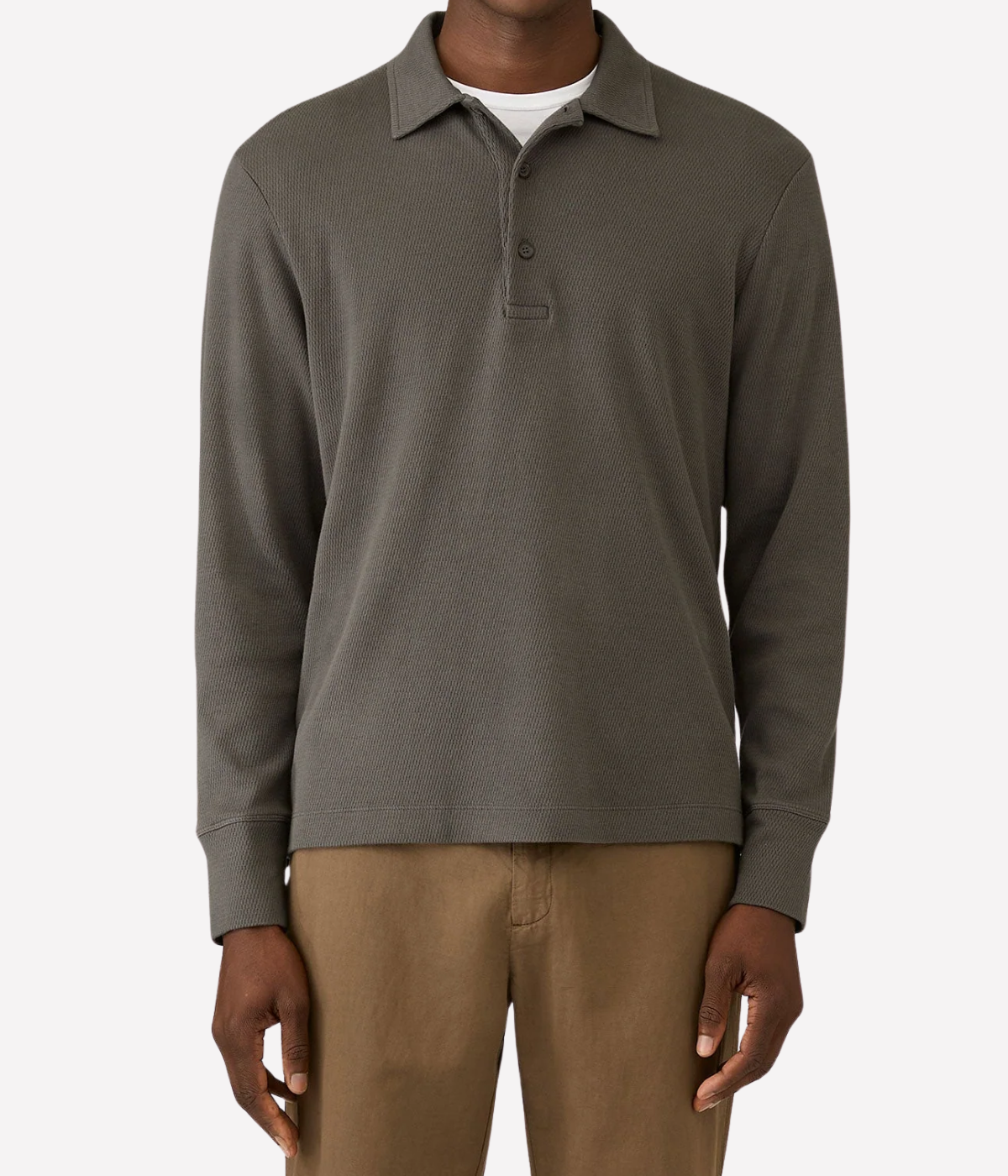 Long Sleeve Cellulock Polo In Charcoal