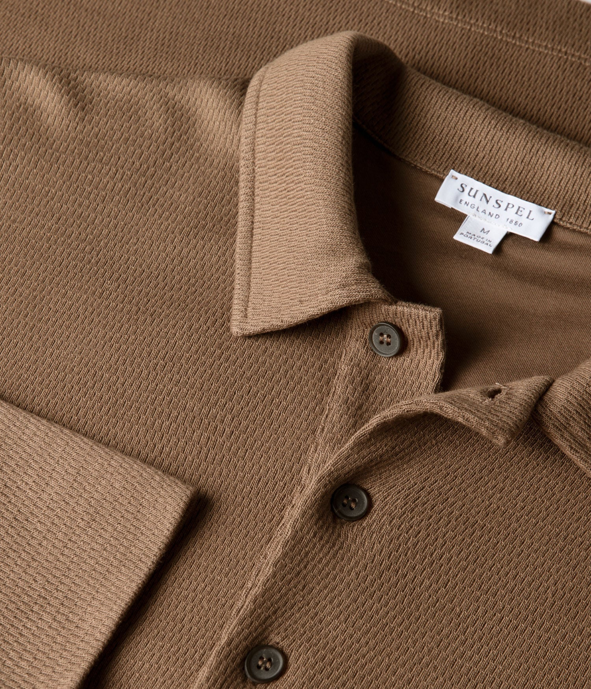 Long Sleeve Cellulock Polo In Dark Cedar