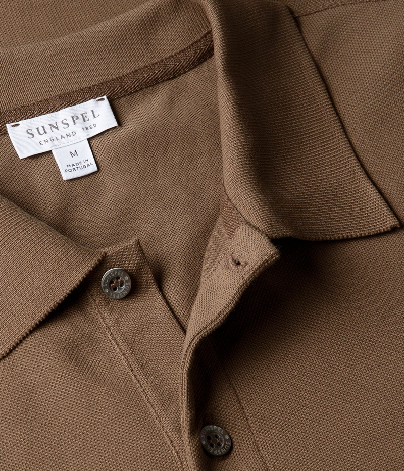 Pique Polo Shirt In Dark Cedar