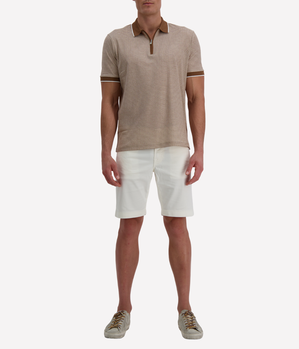 Short Sleeve Tennis Zip Polo in Honeycomb