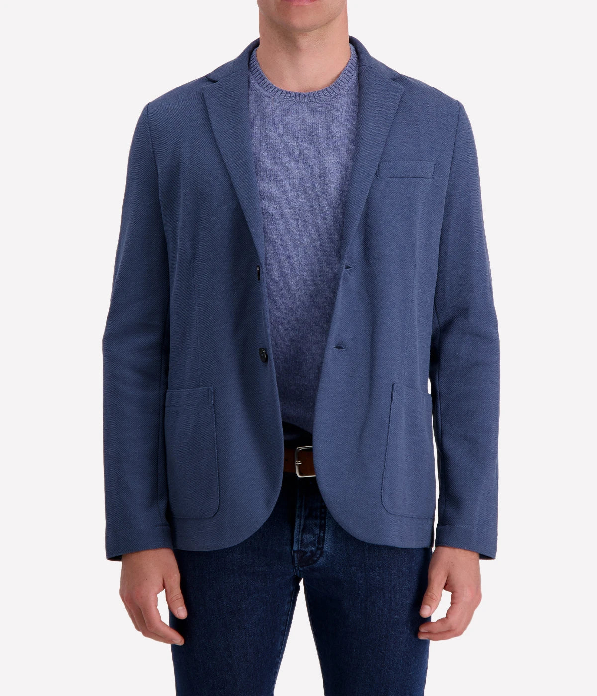 Loro Piana Cavalry Twill Blazer in Denim with luxurious twill texture, expertly tailored for a versatile and sophisticated look.