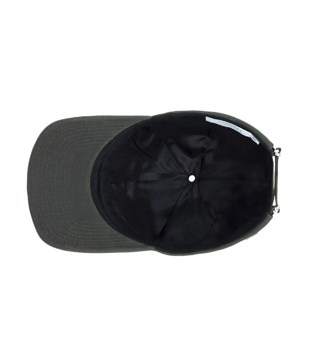Inside view of Varsity Headwear Oilskin Legacy Structured Cap in Ivy Green showing the taped seams, lining and underside of the brim