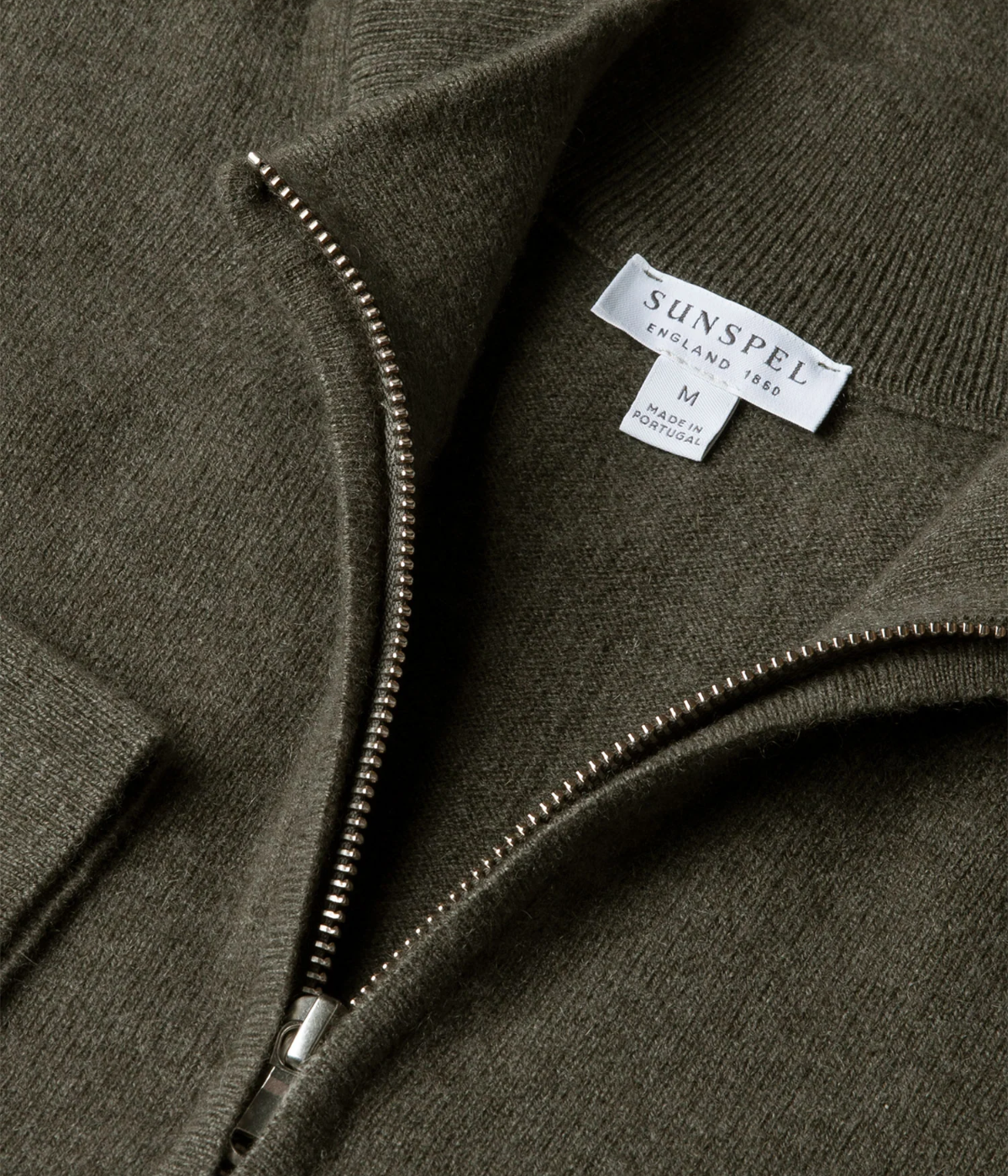 Cashmere Half Zip In Khaki