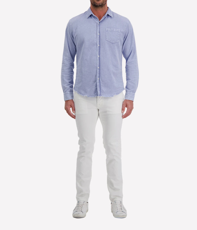 Luke Woven Button Up Shirts In Pool Water Blue
