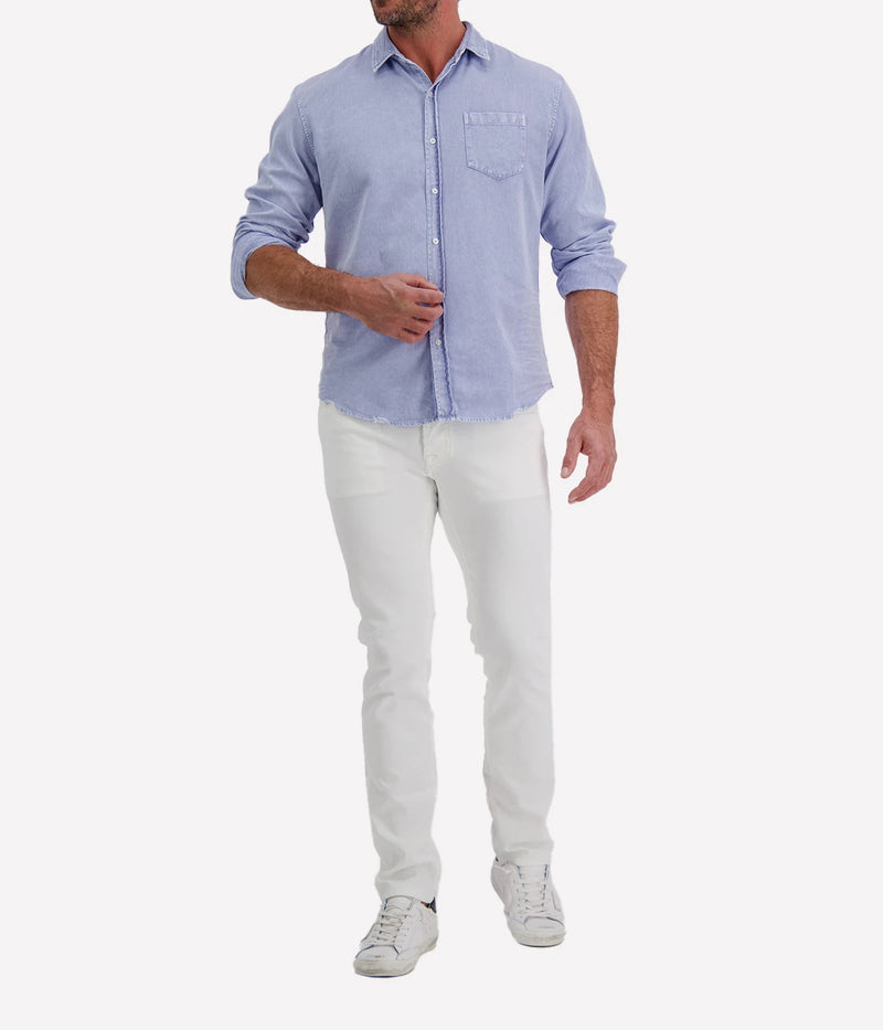 Luke Woven Button Up Shirts In Pool Water Blue