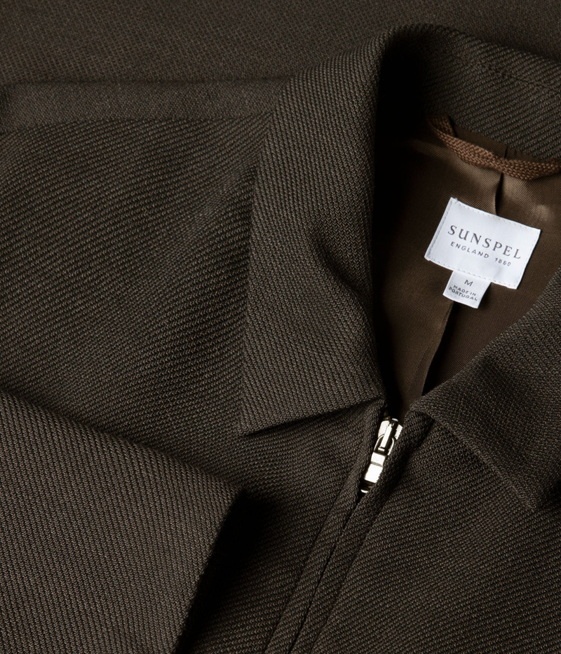 Textured Wool Harrington In Truffle