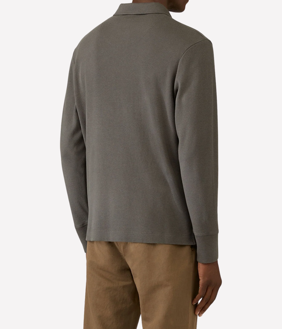 Long Sleeve Cellulock Polo In Charcoal