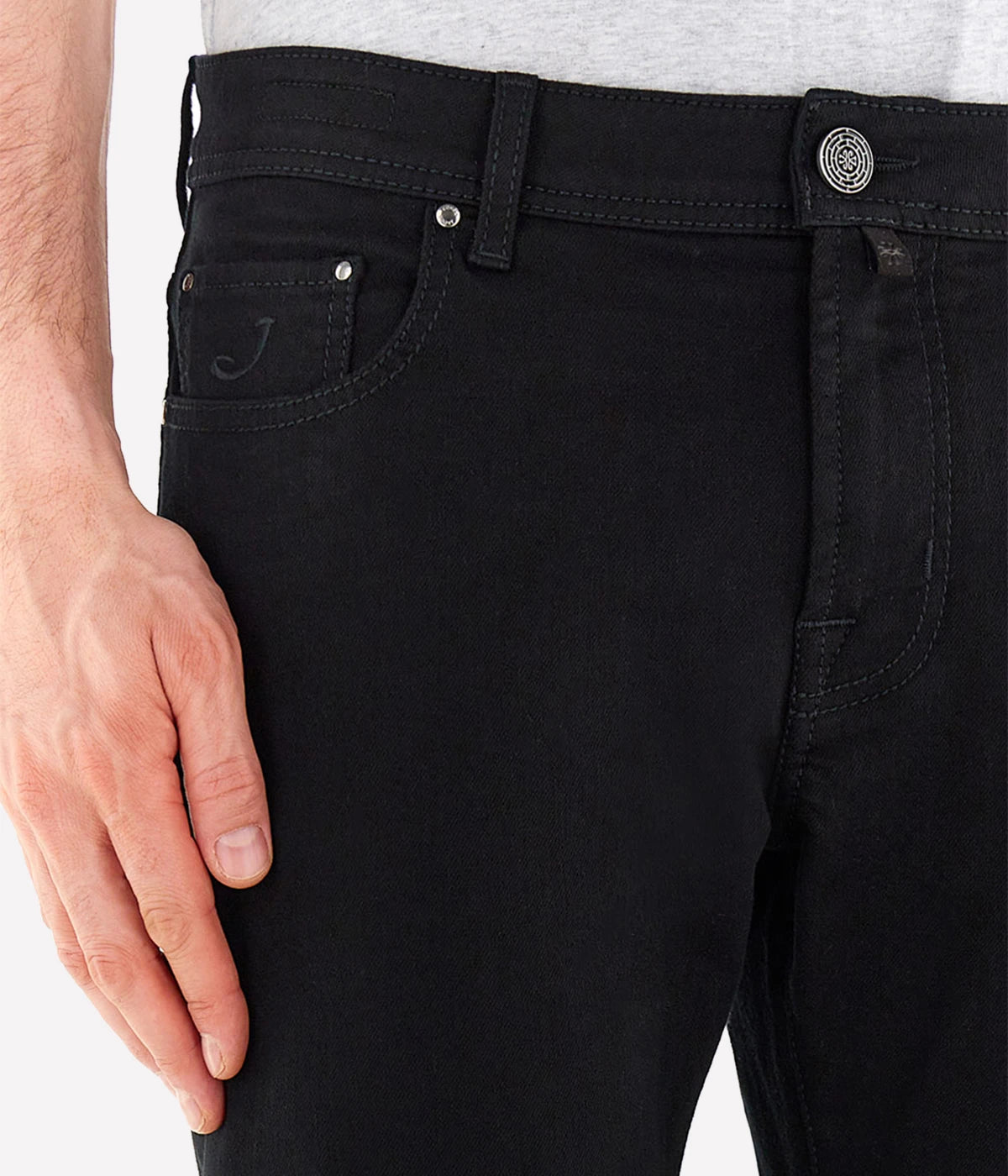 Pant 5 Pkt Slim Fit Bard In 500D Black Leather Patch