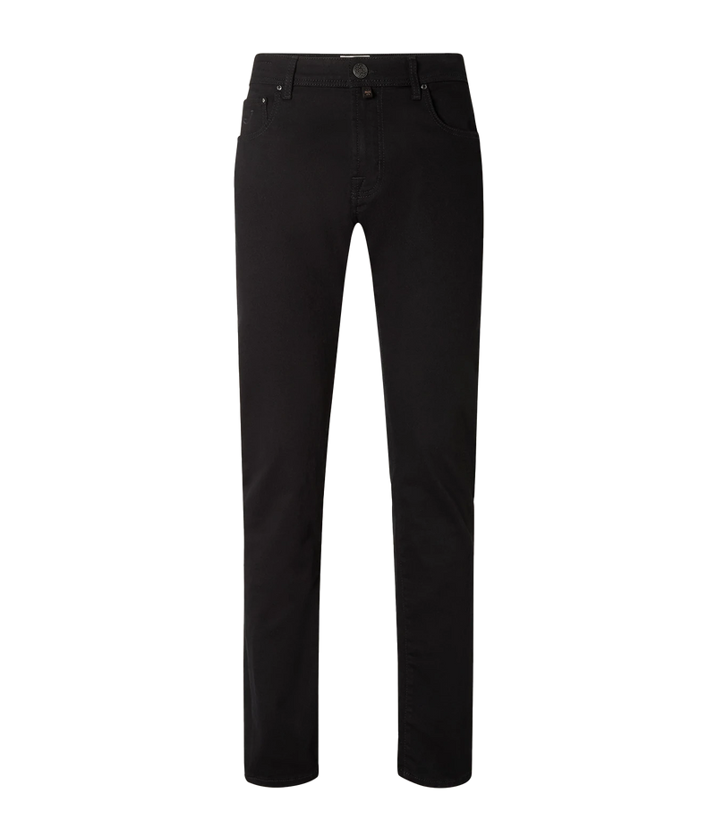 Pant 5 Pkt Slim Fit Bard In 500D Black Leather Patch - front view