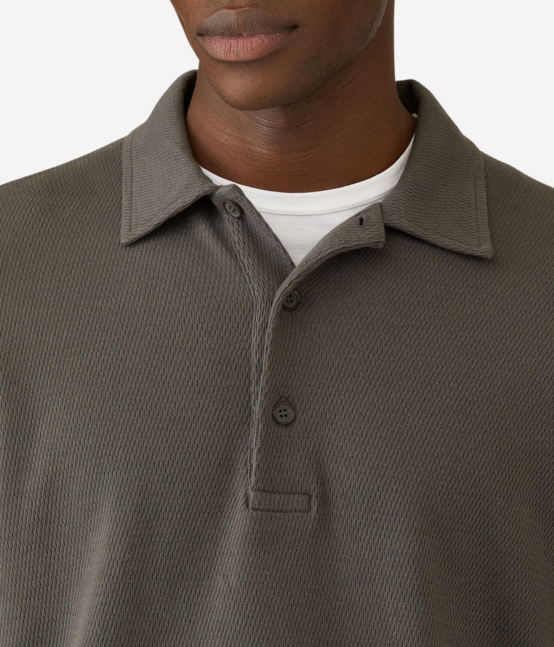 Long Sleeve Cellulock Polo In Charcoal