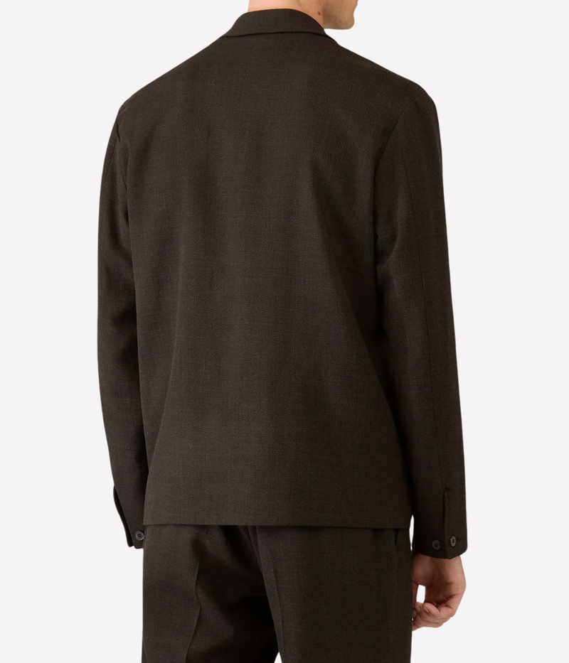 Textured Wool Harrington In Truffle