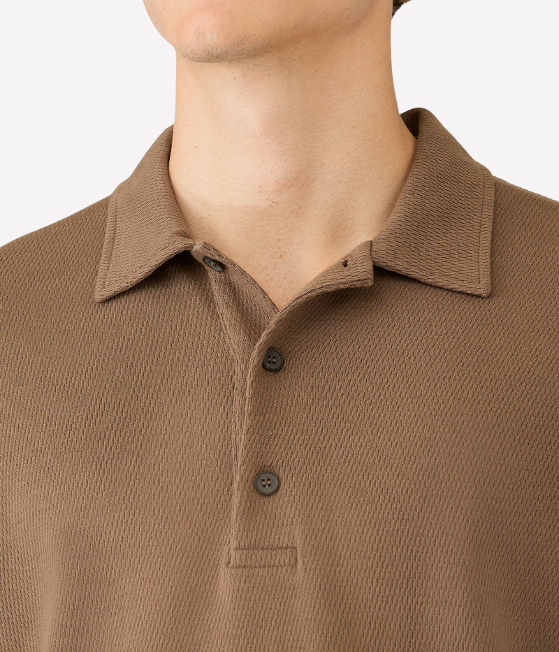 Long Sleeve Cellulock Polo In Dark Cedar