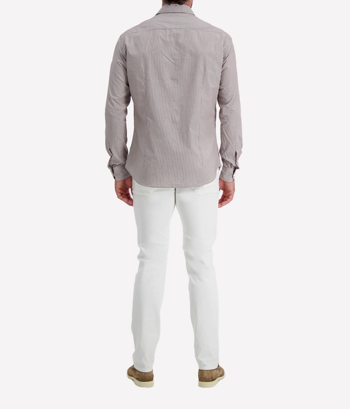 Osvaldo Trucchi Regular Fit Shirt WB012 in Brown Stripe – Back View Striped Cotton Shirt