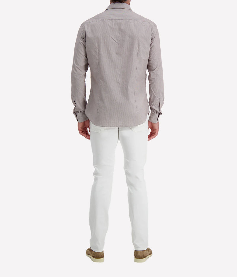 Osvaldo Trucchi Regular Fit Shirt WB012 in Brown Stripe – Back View Striped Cotton Shirt