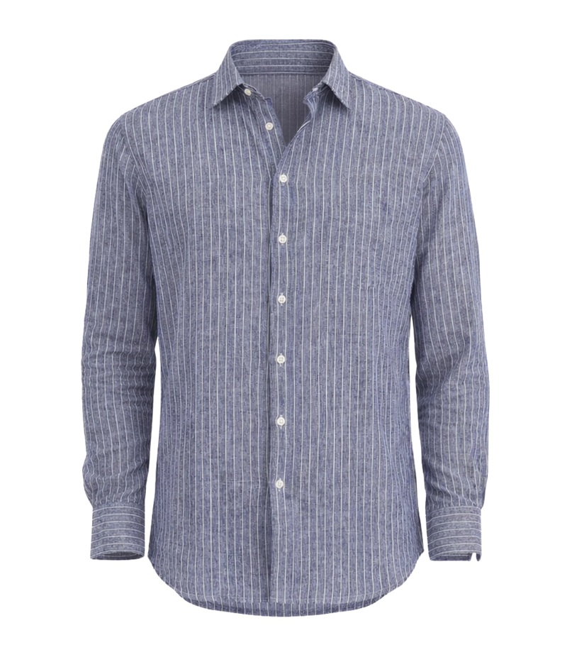 Slim Fit Shirt in Navy & White Stripe