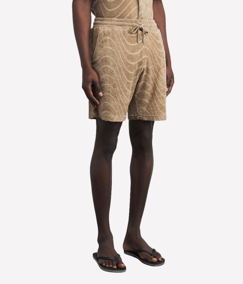 Augusto Cotton Blend Jacquard Short in Khaki