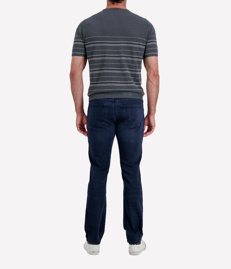 Roberto Collina Knit Short Sleeve Roundneck in Charcoal Back view on model.