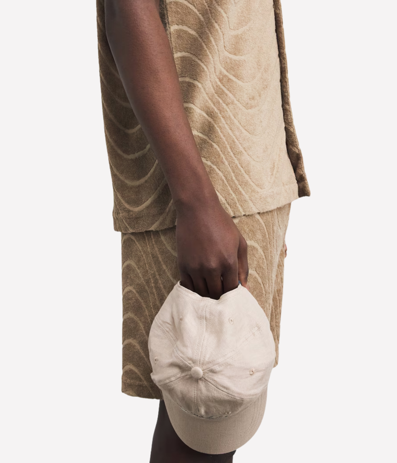 Augusto Cotton Blend Jacquard Short in Khaki