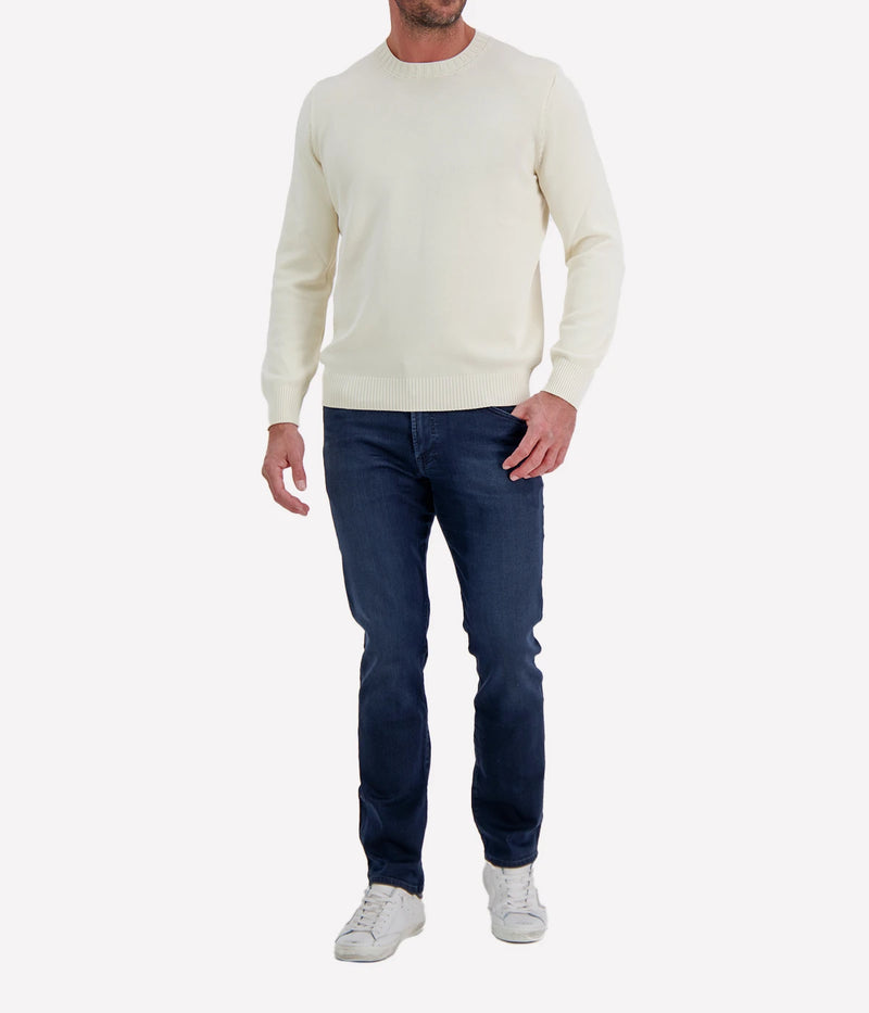 Gran Sasso Crew Long Sleeve in Off White – Front View 2-Ply Egyptian Cotton Knit