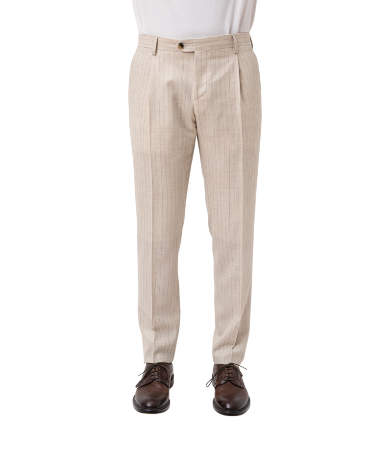 Special Line Suit Trouser in Beige Stripe