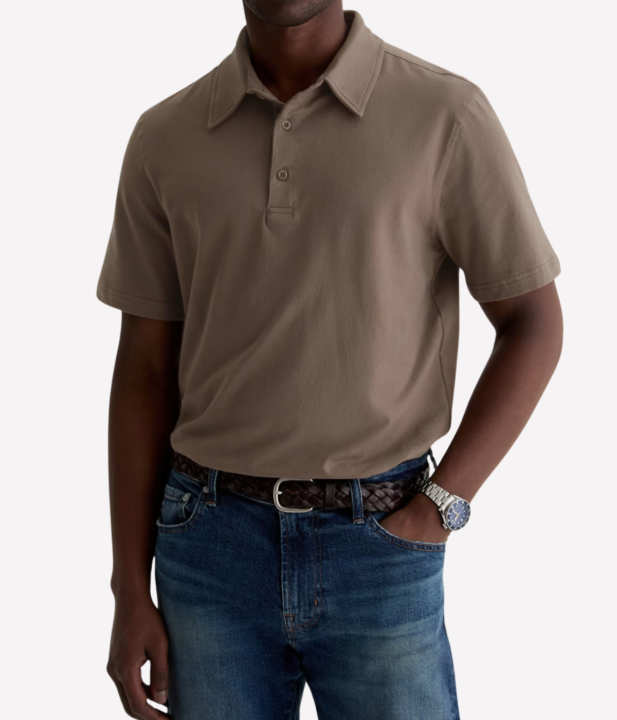Bryce Short Sleeve Polo in Soft Mushroom