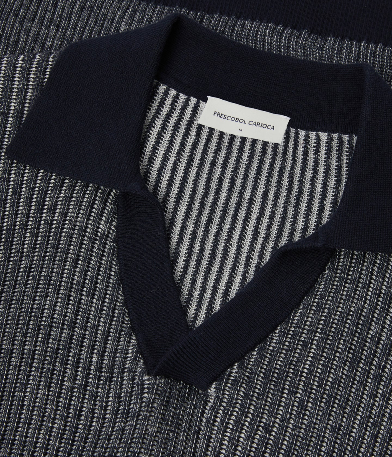 Rino Cotton Blend Polo In Navy