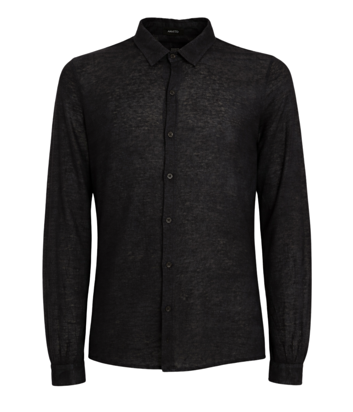 Hand Painted Linen Jersey Long Sleeve in Nero