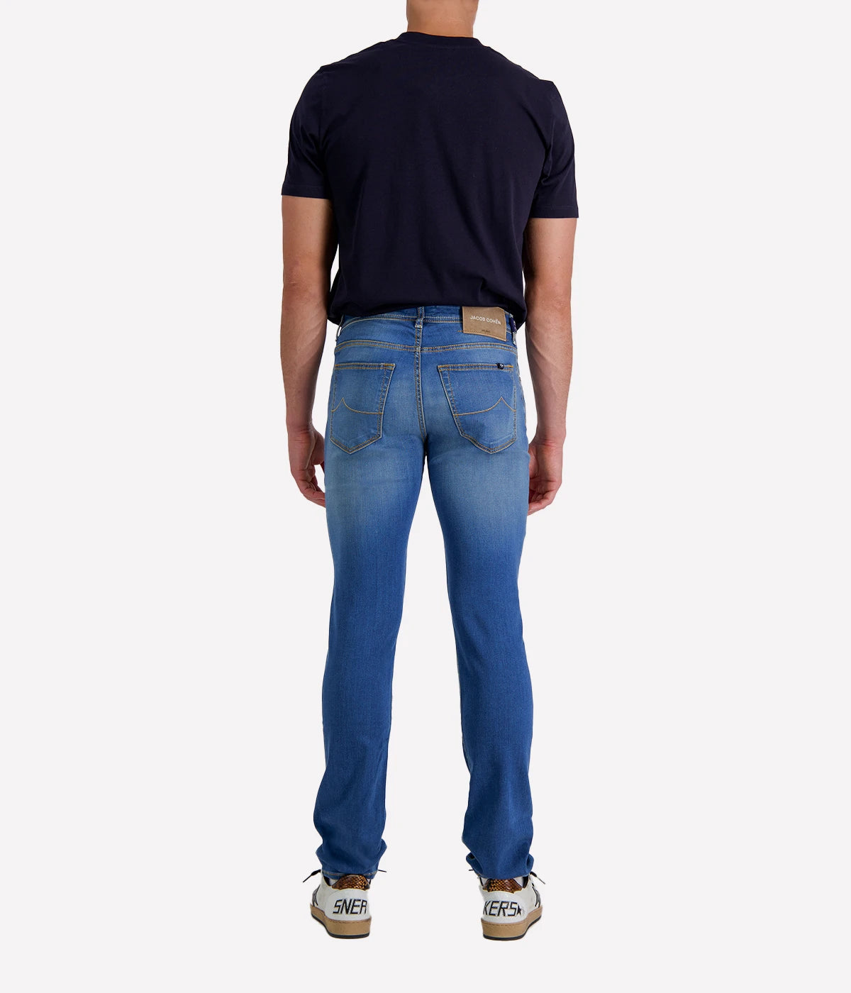 Bard 5 Pkt Slim Fit in 300D Light Blue Canvas Brown Patch