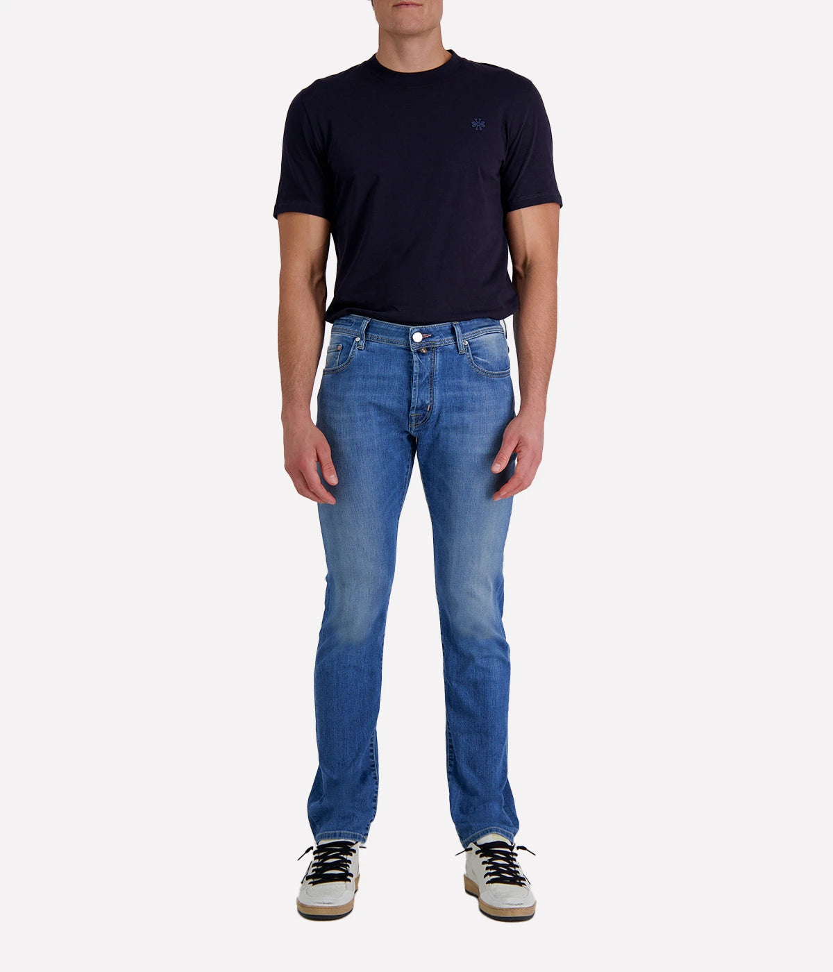 Bard 5 Pkt Slim Fit in 300D Light Blue Mauve Patch