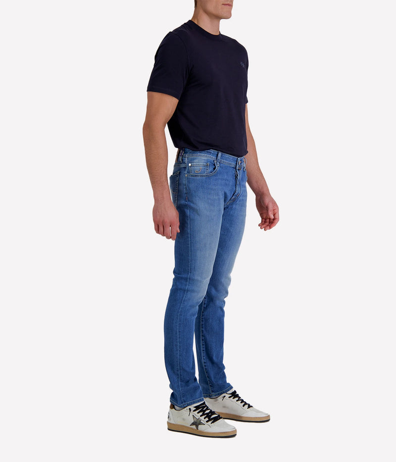 Bard 5 Pkt Slim Fit in 300D Light Blue Mauve Patch