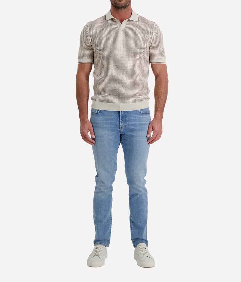 Tennis Short Sleeve Polo in Brown White Texture