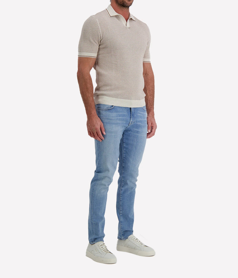 Tennis Short Sleeve Polo in Brown White Texture