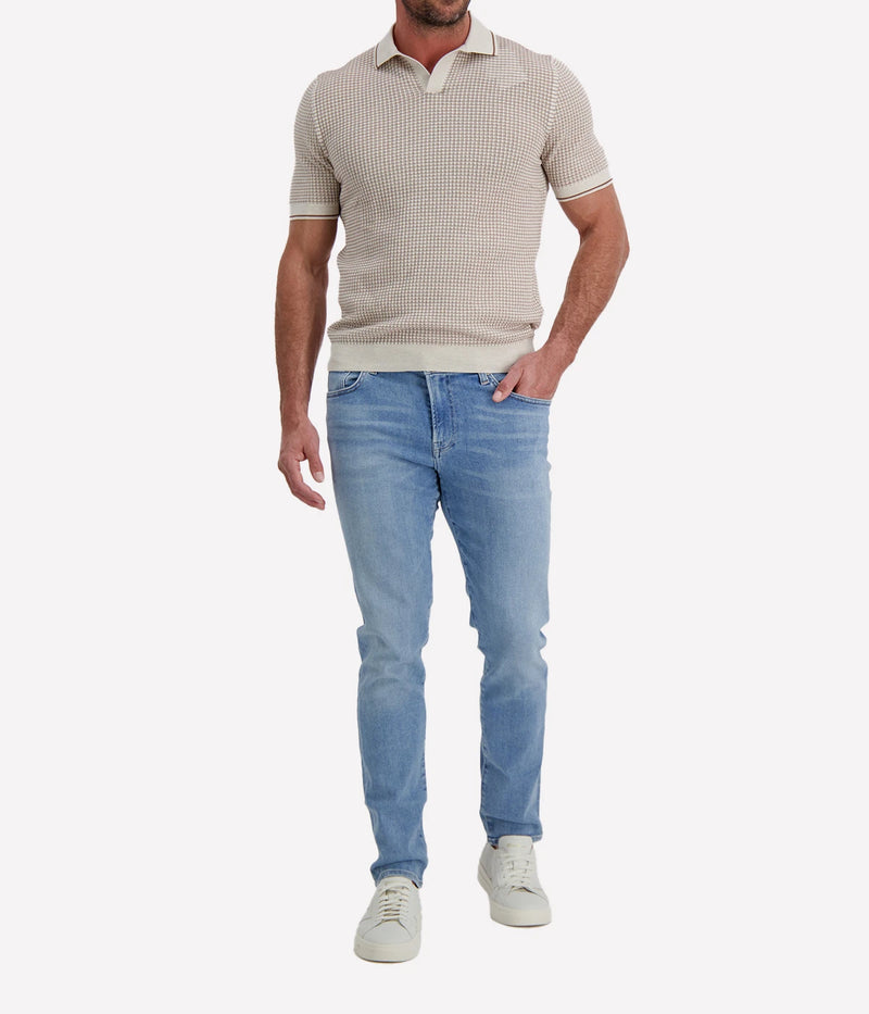 Tennis Short Sleeve Polo in Brown White Texture